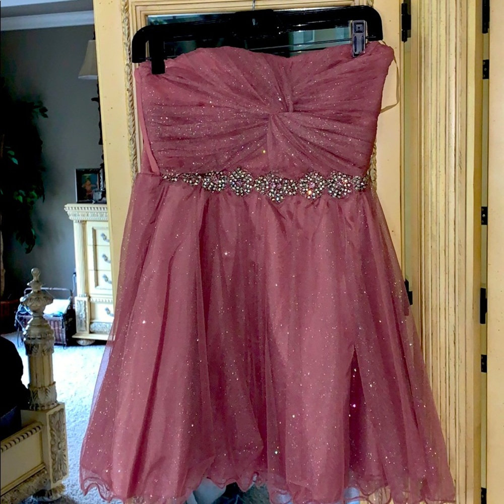 Shimmer dress with gem waste band